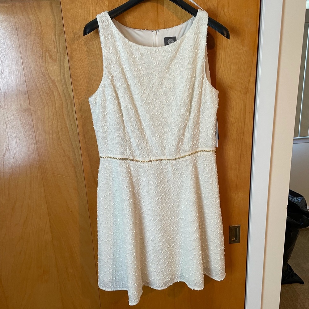 Vince Camuto Off-White fit and flare knit Sparkle Dress - Size 14 NWT